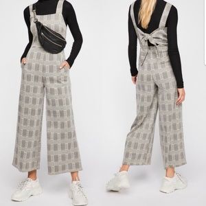 Free People plaid back-tie ponte knit jumpsuit